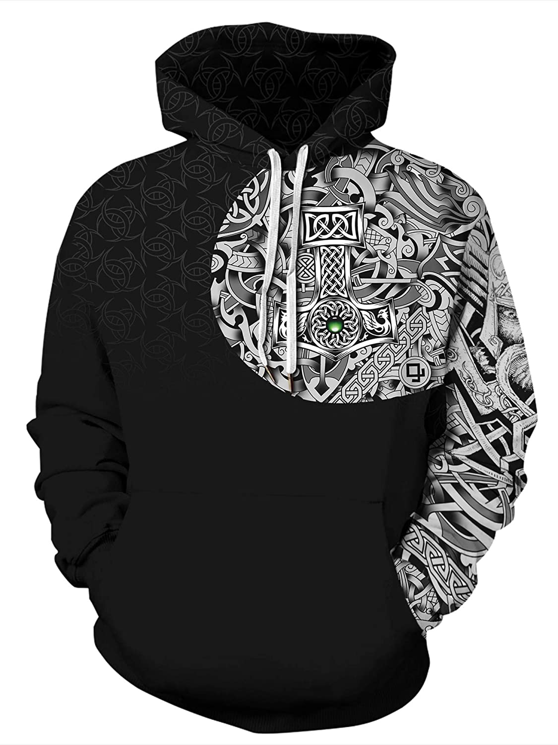 GLUDEAR Men's Vikings Tattoo Norse Mythology 3D Print Hoodie Pullover ...