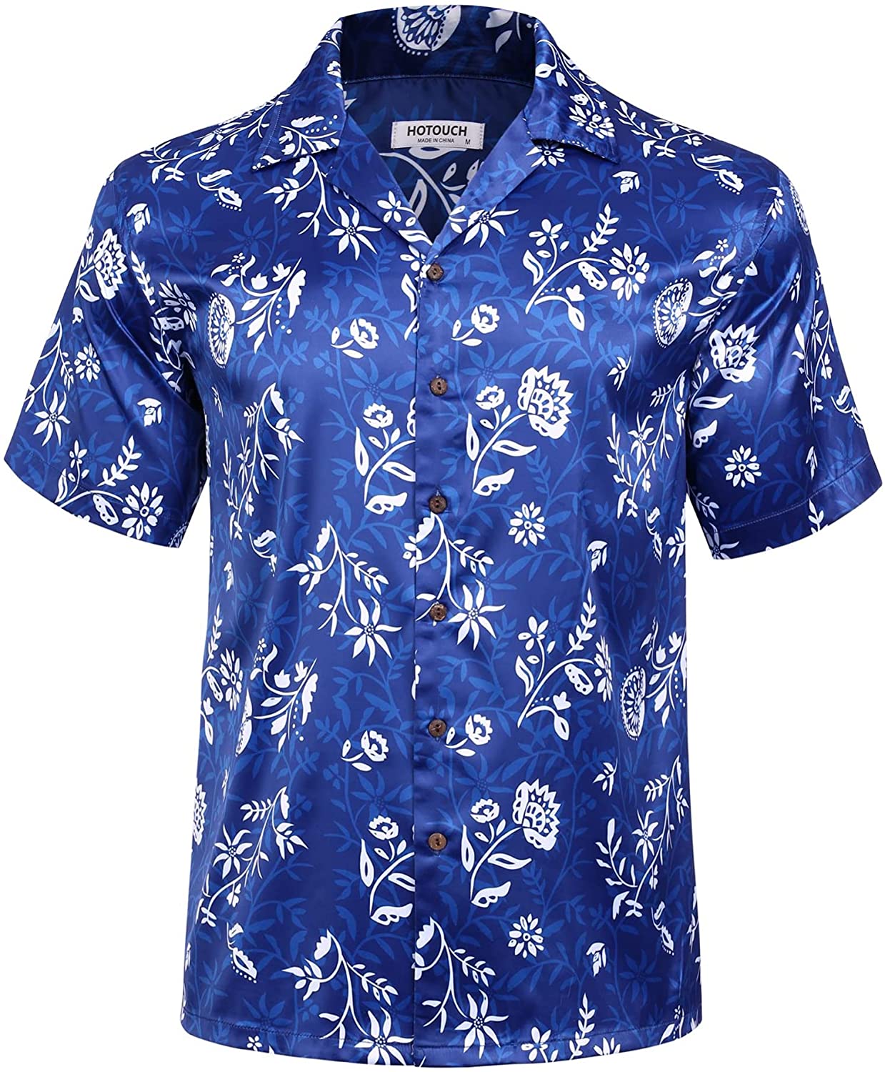 Hotouch Men's Hawaiian Aloha Shirt Short Sleeve Tropical Button Down Shirt Casual Vacation Collar Shirt 