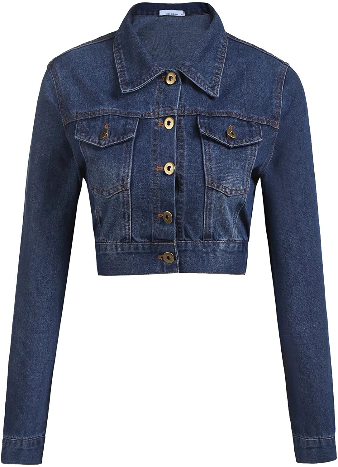 shelikes Womens Denim Blue Jacket Ladies Crop Style Button Up Vintage 8-16 