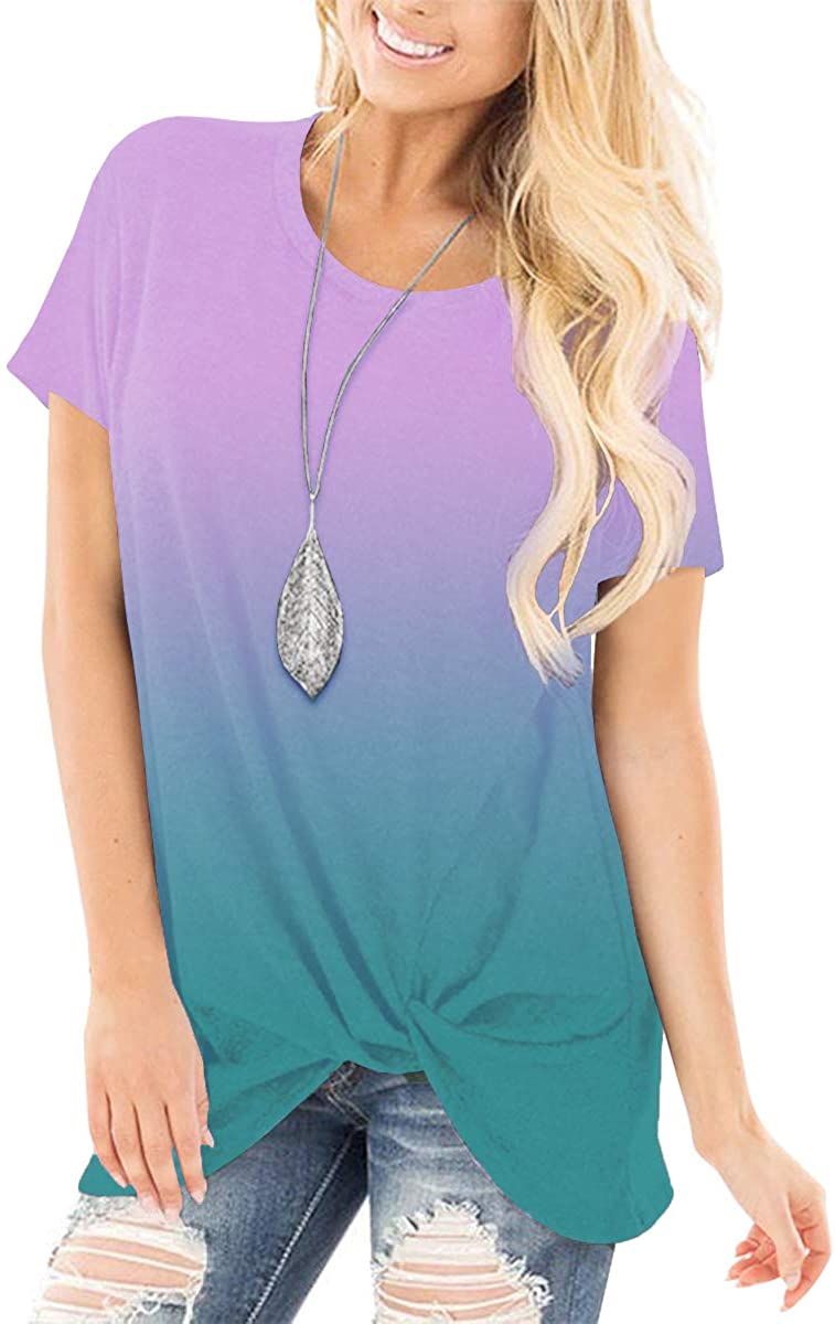 SAMPEEL Women's Casual Shirts Twist Knot Tunics Tops | eBay