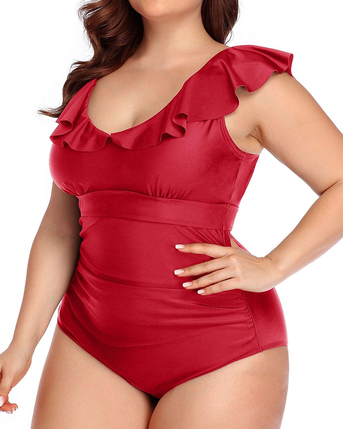 Daci Falbala Plus Size One Piece Swimsuits for Women Ruffled Tummy Control  Bathi