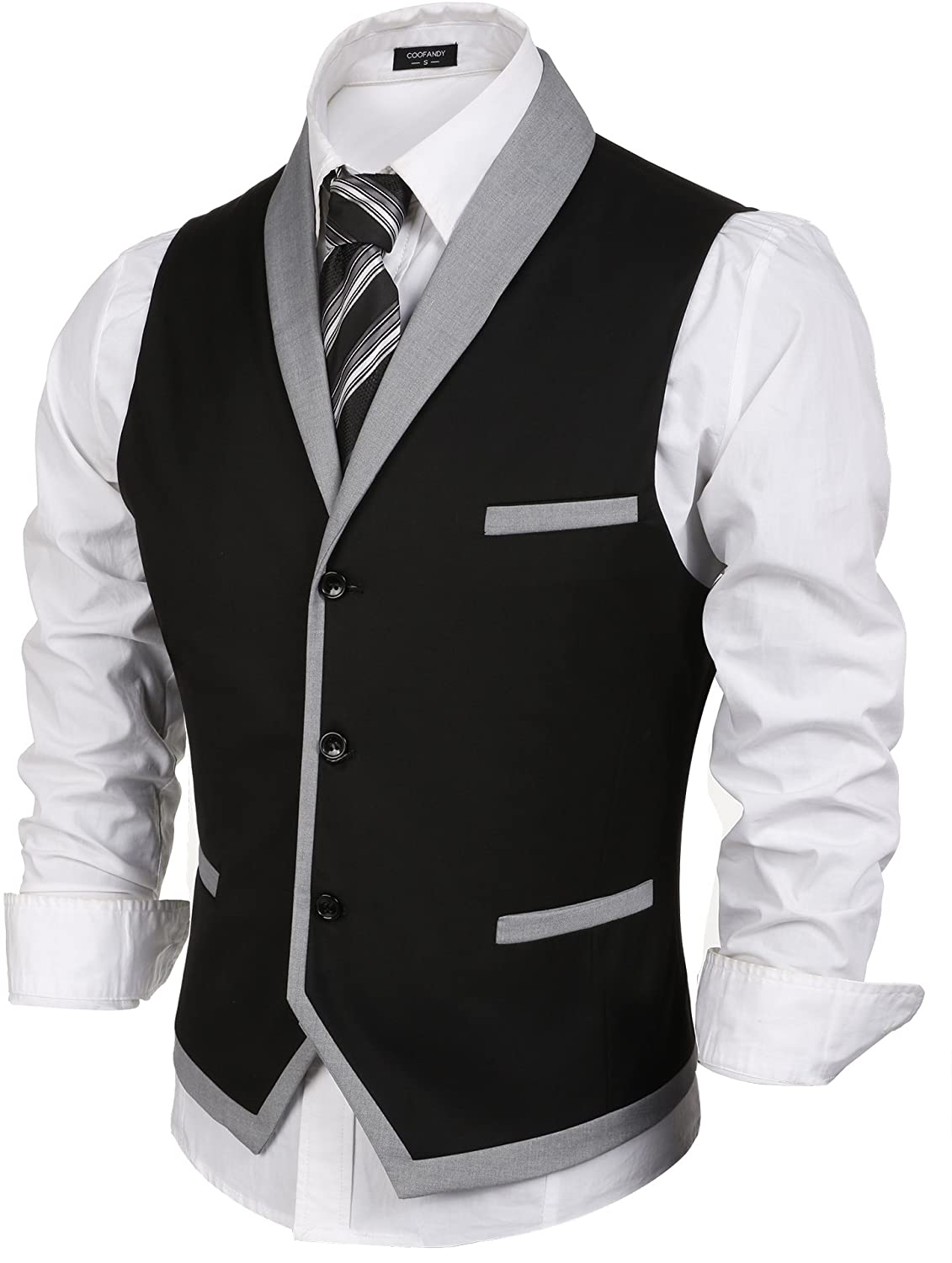 COOFANDY Men's Suit Vest Slim Fit Business Wedding Vests Dress ...