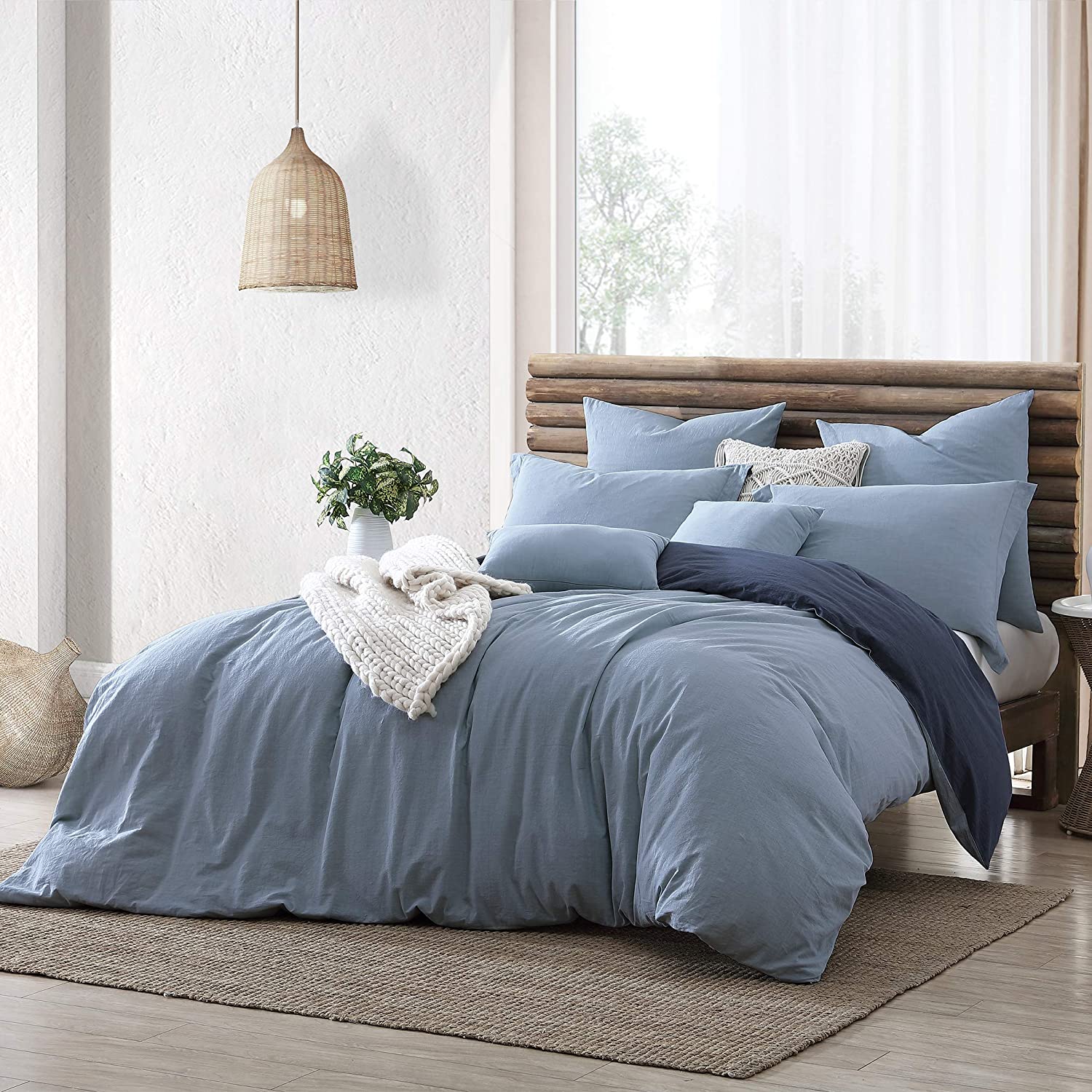 cotton yarn dye chambray duvet cover set