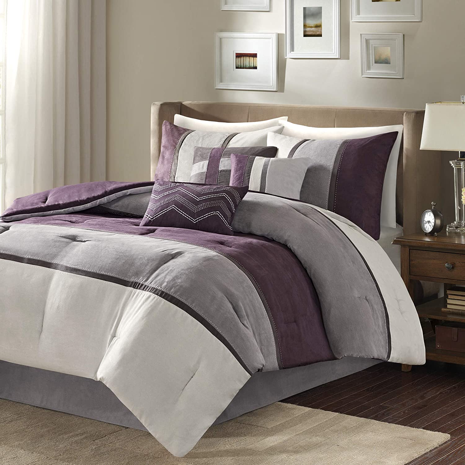 Brown Details about   Madison Park Palisades King Size Bed Comforter Set Bed In A Bag Taupe 