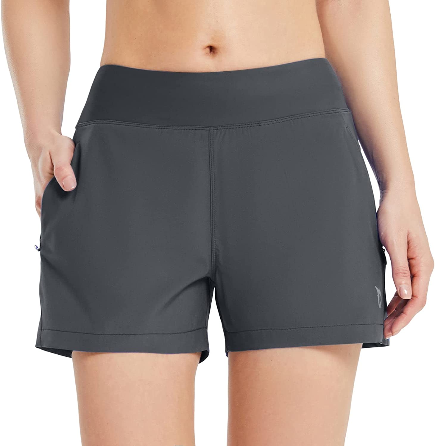 BALEAF Women's 3 Quick Dry Swim Board Shorts Knit Waistband Brief Liner  Zipper Pockets