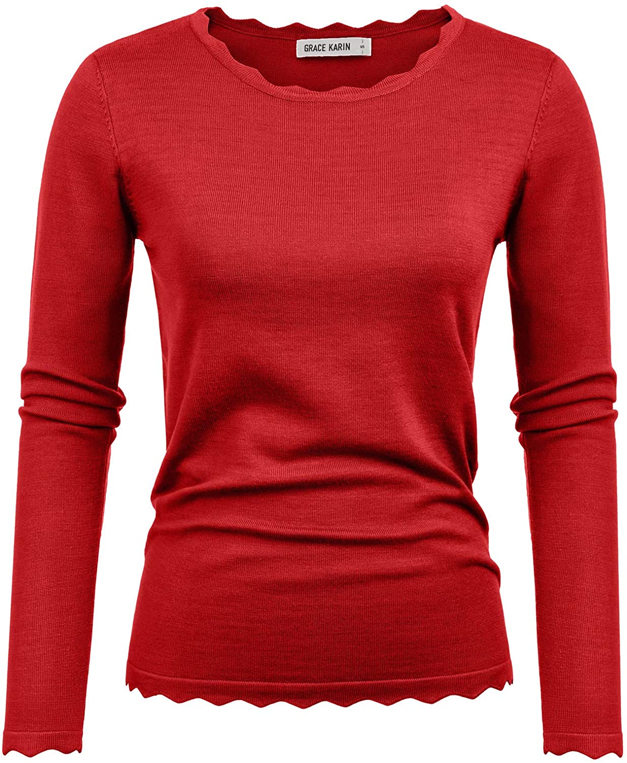 GRACE KARIN Women's High Stretchy Long Sleeve Pullover Sweater Blouse Top