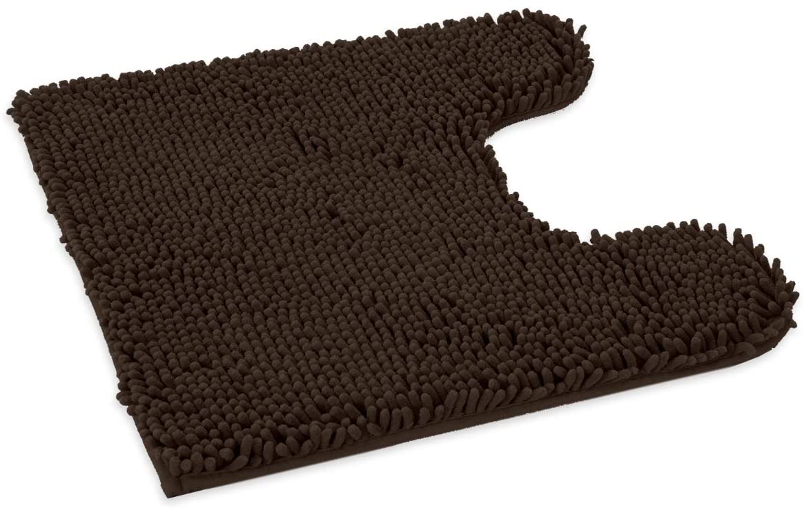 Itsoft Non-Slip Shaggy Chenille Toilet Contour Bathroom Rug With Water Absorbent 