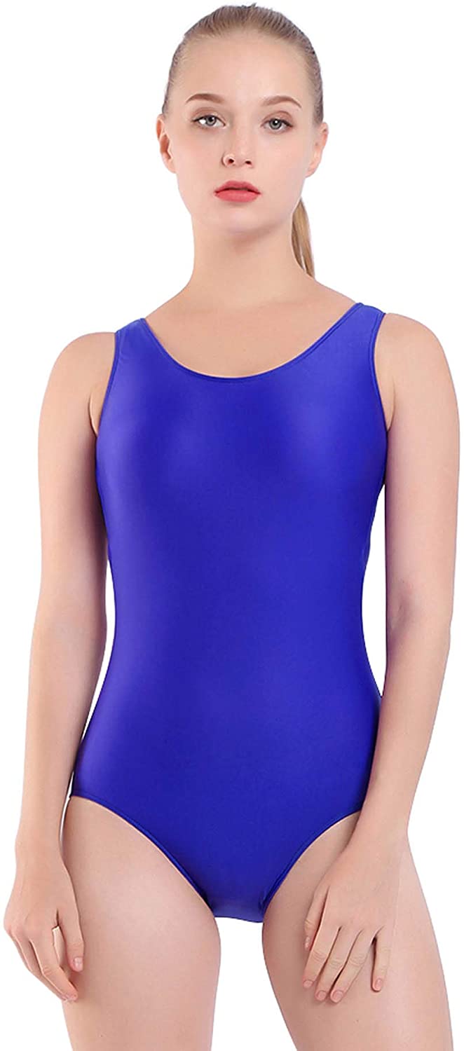 Mvefward Women's Basic Solid Tank Leotard with Scoop Neck Top Bodysuit for Adult 