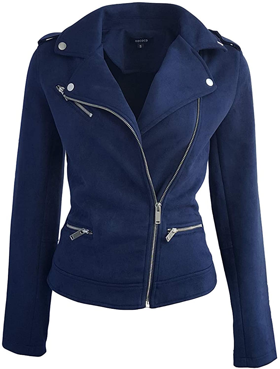 ODCOCD Faux Suede Jacket for Women Long Sleeve Zipper Up Casual Outwear ...