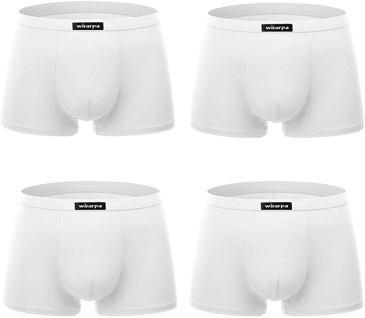  Wirarpa Mens Breathable Modal Microfiber Trunk Underwear  Covered Band White 4 Pack XXX-Large