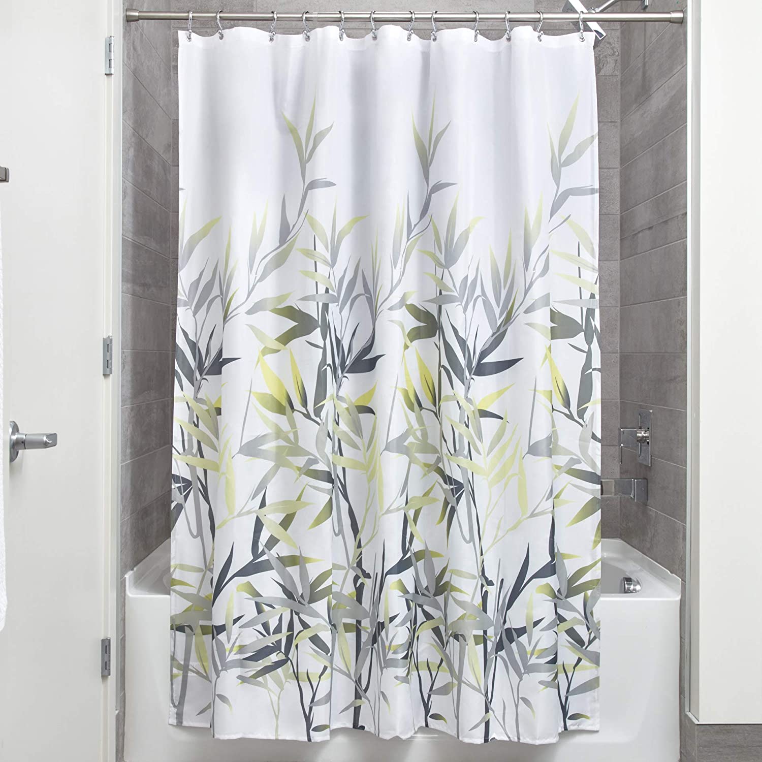 Details about   iDesign Anzu Fabric Shower Curtain Water-Repellent and Mold and Mildew-Resistan 