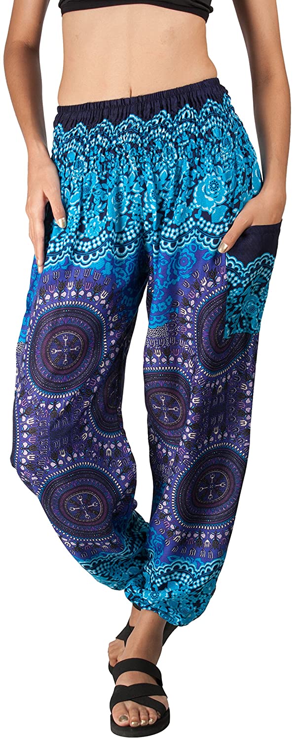 Joob Joob Women's Comfy Bohemian Tapered Elephant Harem Loose Yoga ...