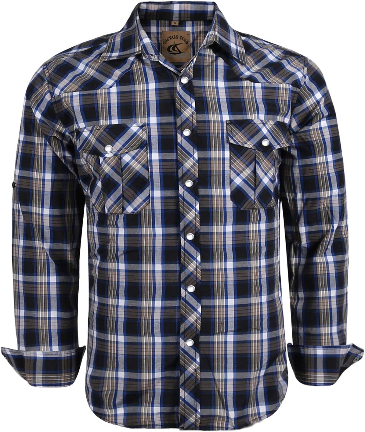 Coevals Club Men's Western Cowboy Long Sleeve Pearl Snap Casual Soild Work  Shirts(Barrier Reef #10 M) : : Clothing, Shoes & Accessories