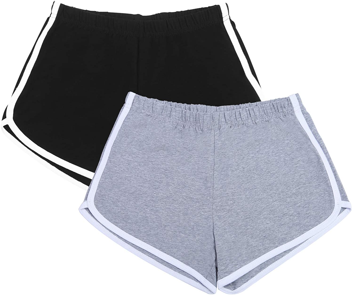 URATOT 2 Pack Cotton Sport Shorts Yoga Dance Short Pants Summer Athletic Shorts