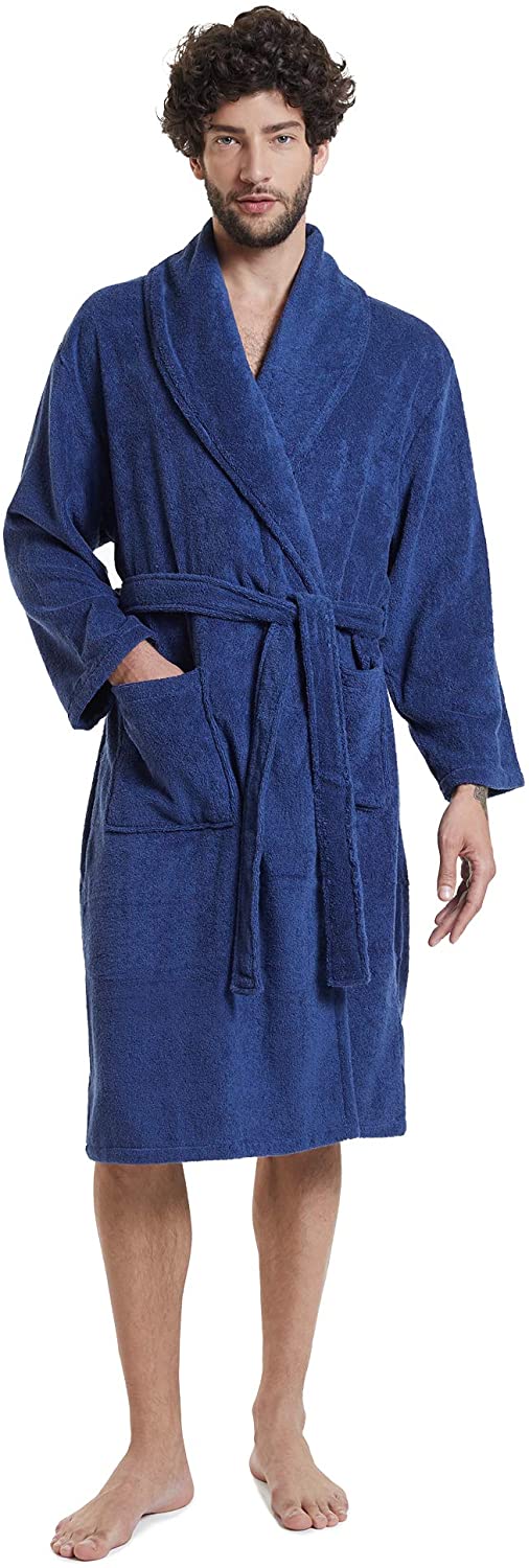 thumbnail 9  - SIORO Men&#039;s Robe Terry Cotton Bathrobe Shawl Collar Soft Shower Bath Robes Calf 