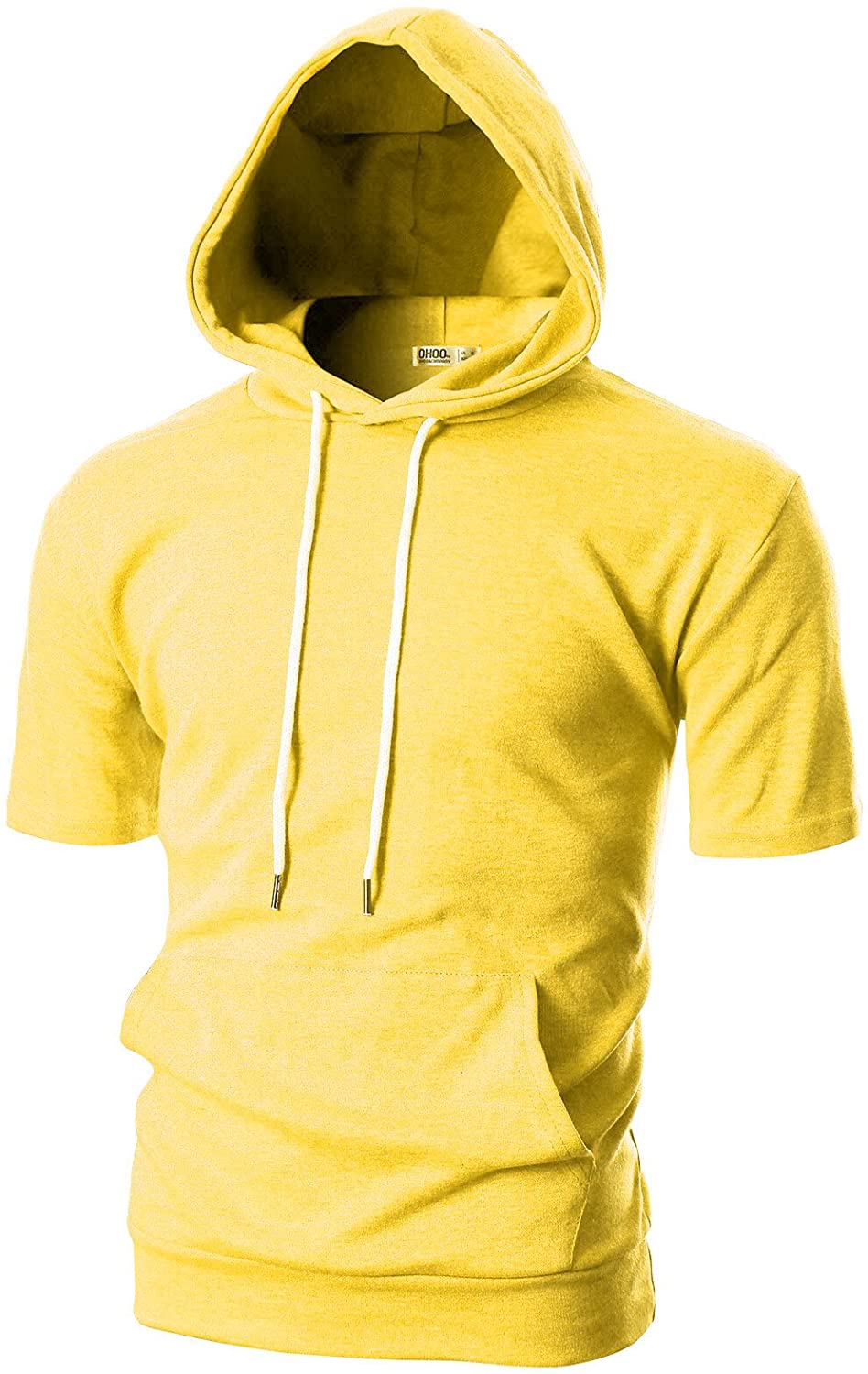 Men Casual Short Sleeve Hooded Pullover Perspective Breathable Stripe Blouse Summer Clearance 2024 Smihono Hooded Tees Tops for Mens Trendy Yellow 6