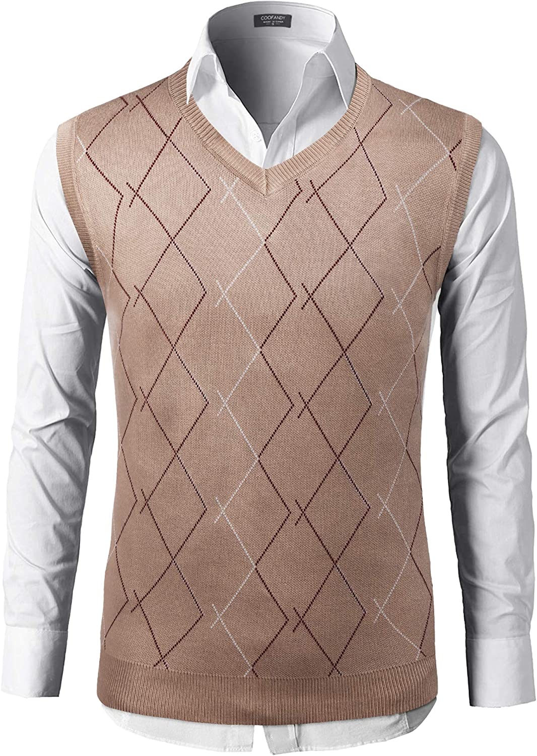 COOFANDY Men's Casual Slim Fit V Neck Knit Sweater Vest Sleeveless ...