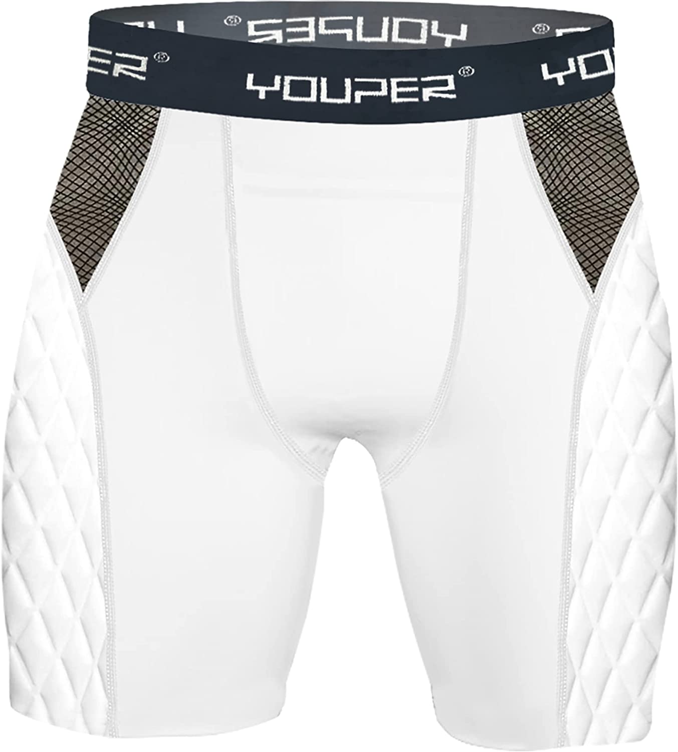 Youper Boys Youth Padded Sliding Shorts with Soft Protective Athletic Cup  for Baseball, Football, Lacrosse, White Grey, X-Small : : Clothing  & Accessories