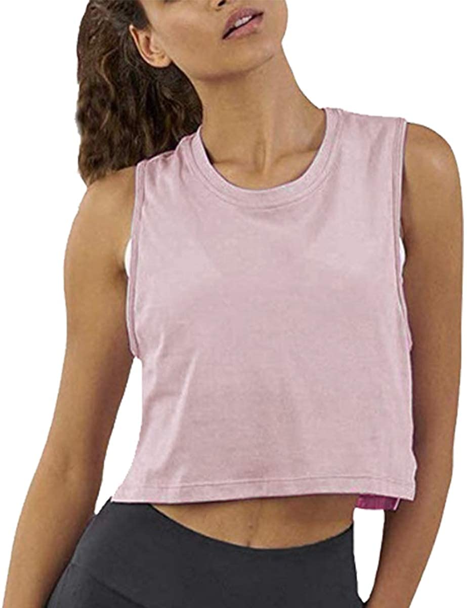 Women Summer Short-Sleeved T-Shirt Crop Top Sleeveless Racerback Workout  Yoga Sh | eBay