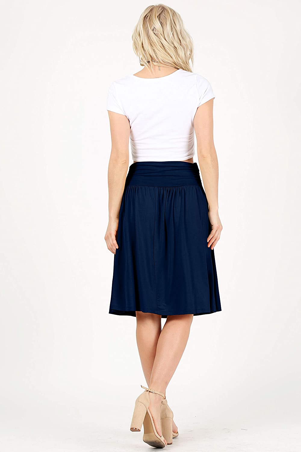 Simlu Womens Regular and Plus Size Skirt with Pockets Below The Knee ...