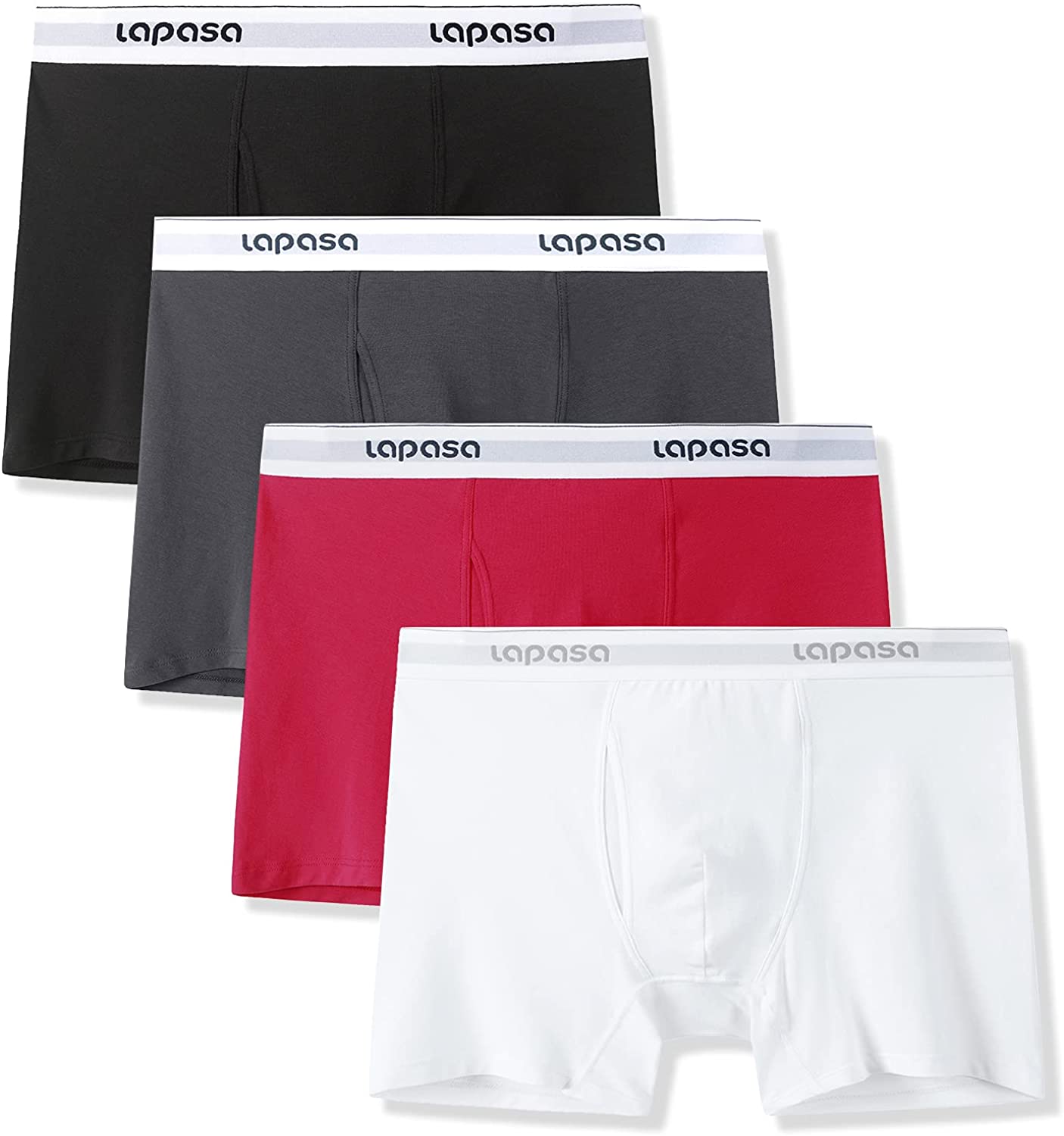 LAPASA Men's Briefs 4 Pack Cotton Underwear Stretch Ergonomic Bulge Pouch  Underpants No Fly M04, S, 2 Black, 2 Dark Grey : : Fashion