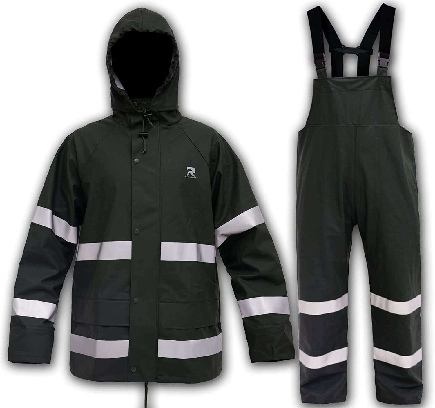 RainRider Rain Suits for Men Waterproof Rain Jacket Coat Pants Heavy Duty Women Fishing Rain Gear Workwear