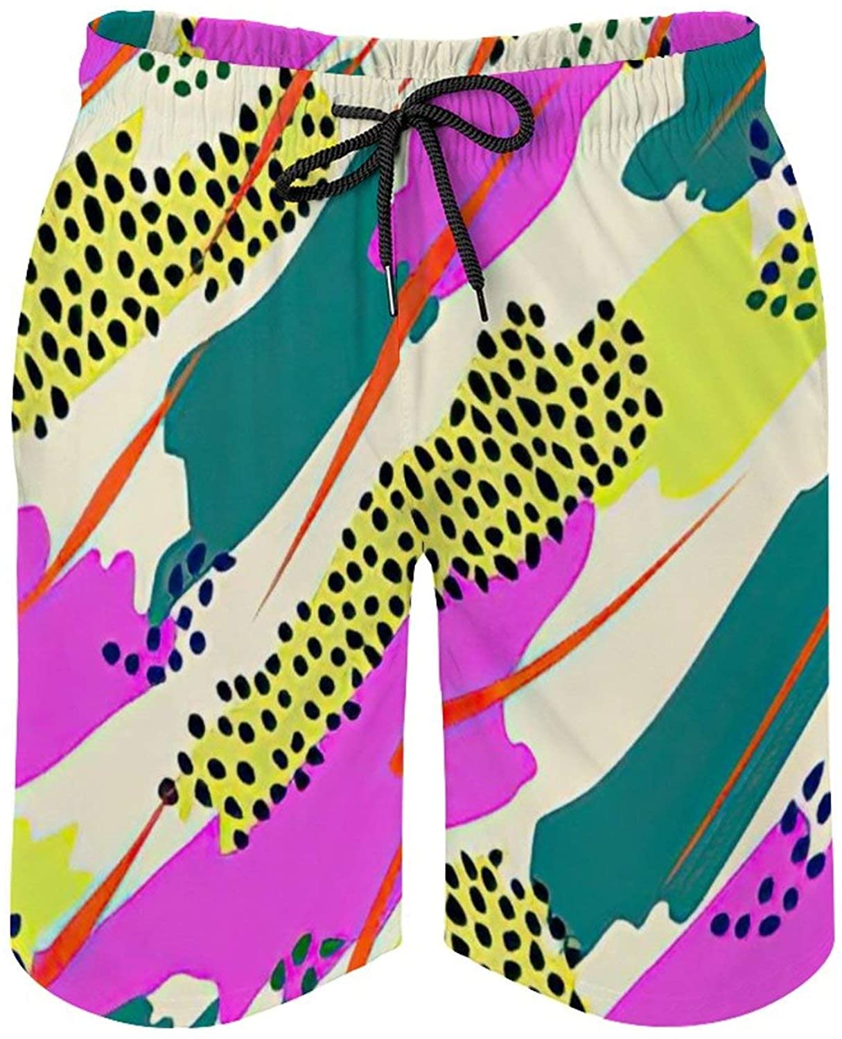 Rainbow Leopard Print Mens Quick Dry Beach Shorts Swimwear Swim Trunks Board Shorts with Pocket 