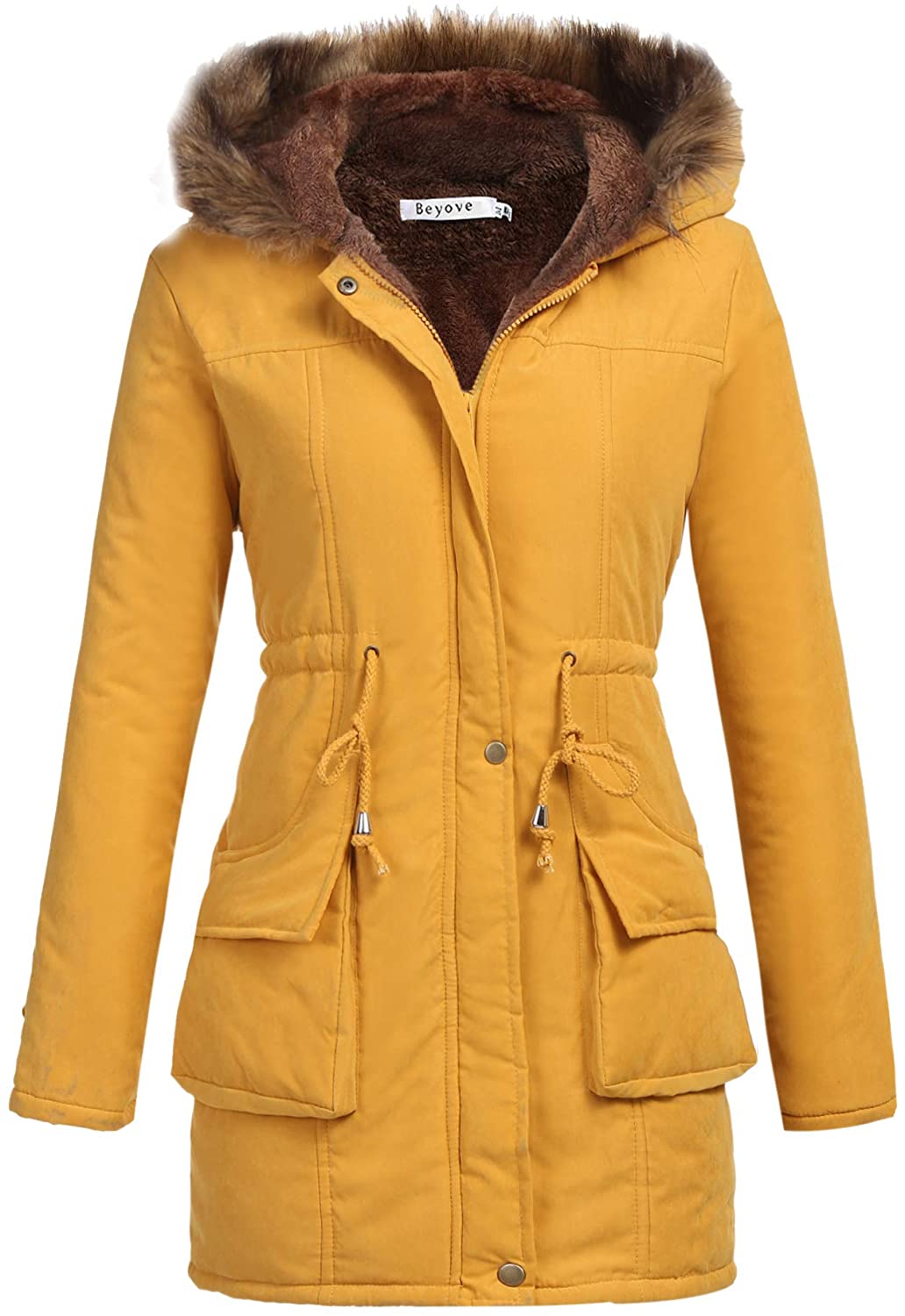 Beyove Womens Winter Coats Hooded Warm Winter Parka with Faux Fur Jackets 