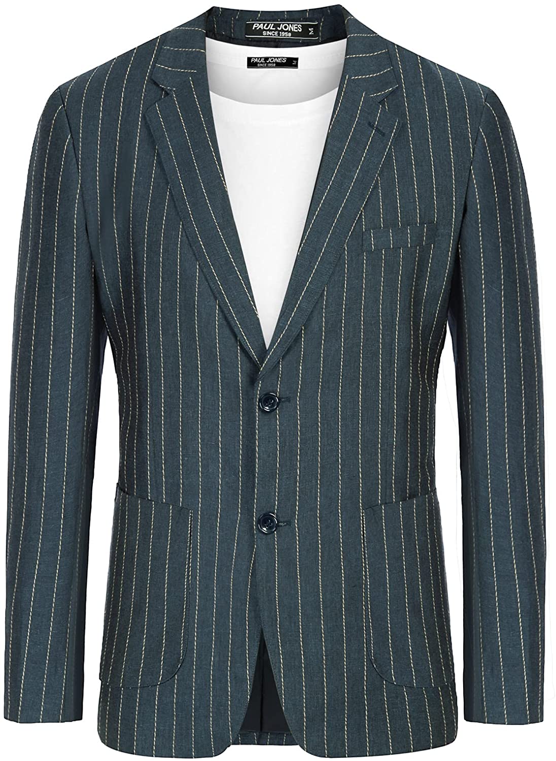 PJ PAUL JONES Men's Slim Fit Lightweight Linen Jacket Tailored Blazer Sport Coat 