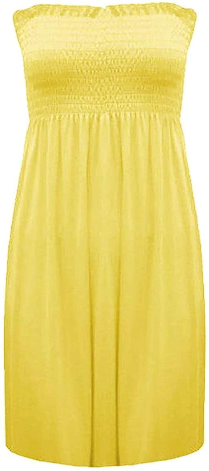 Loxdonz Womens Sun Strapless Tube Short Dress Summer Dresses Casual Mini Beach Cover Up 