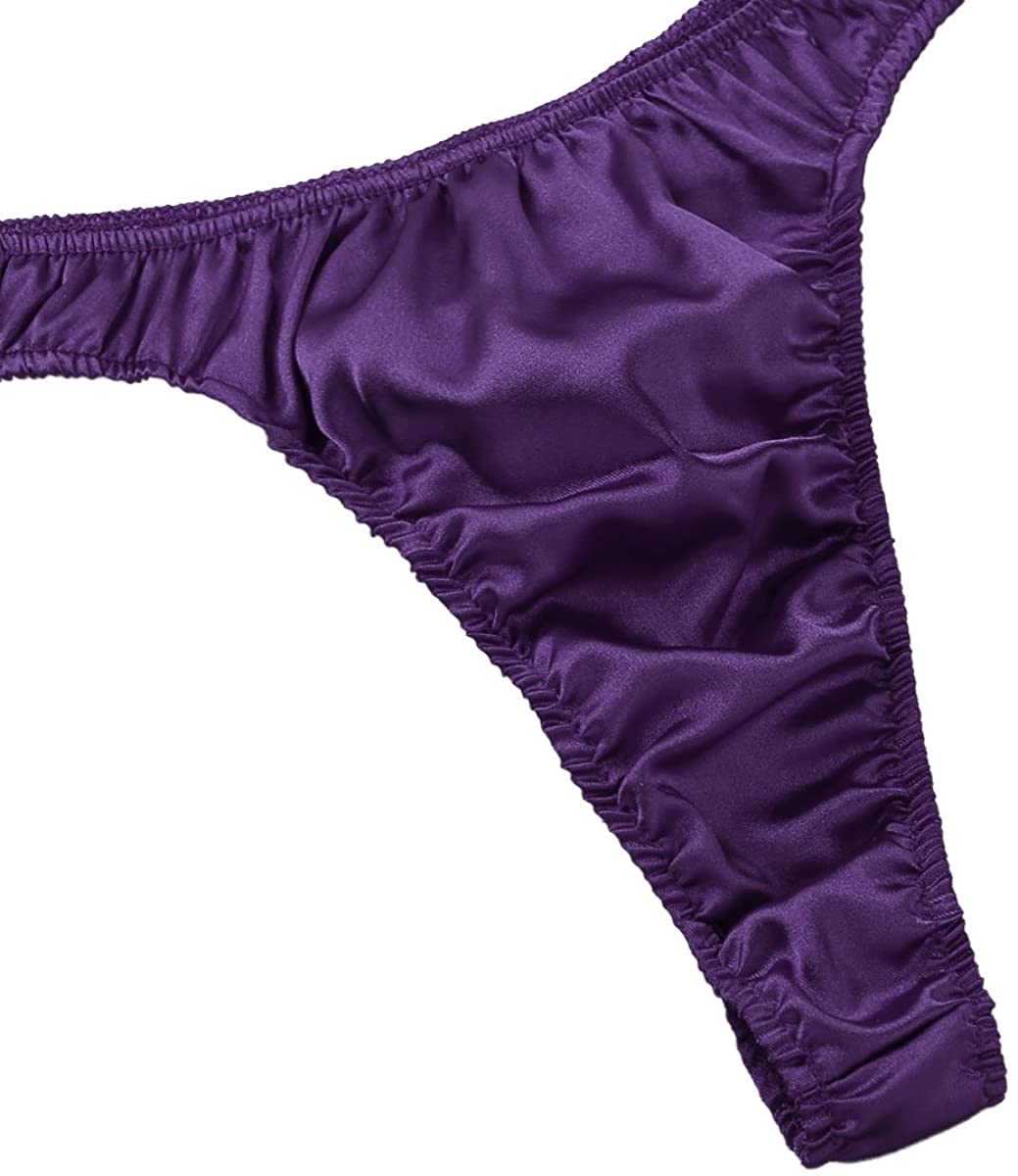 Alvivi Men S Satin Ruffled Casual Pouch G String Thong Panties