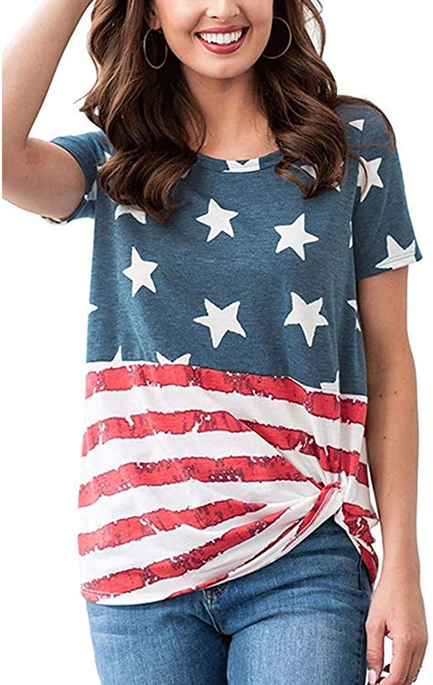 4Th of July Shirts for Women,Patriotic Tops American Flag Print T Shirt ...