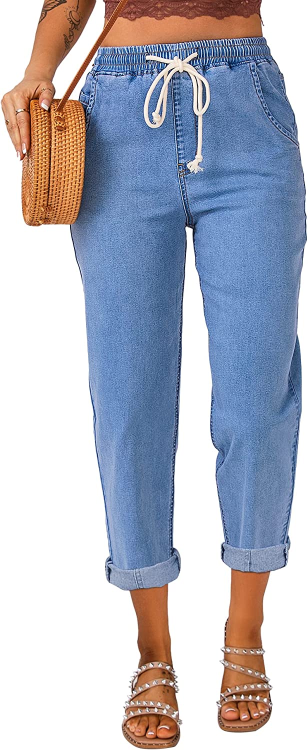 luvamia Women's Classic High Waisted Stretchy Loose Mom Jeans Balloon  Tapered Boyfriend Denim Pants Sizes S-2XL