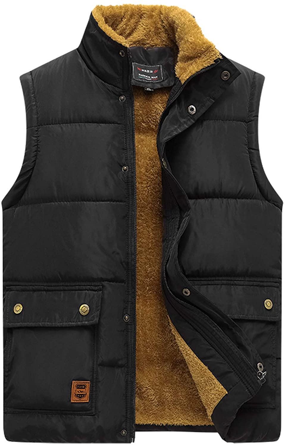XinYangNi Men's Winter Warm Outdoor Padded Puffer Vest Thick Fleece Lined Sleeveless Jacket 