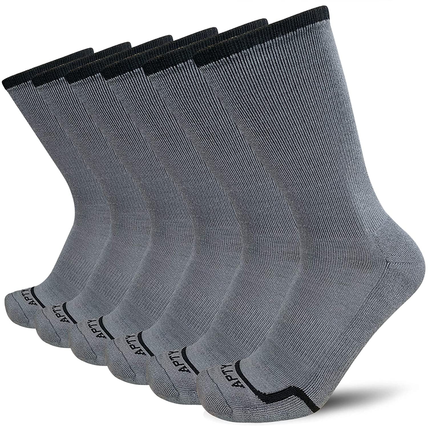 APTYID Men's Moisture Wicking Heavy Cushion Crew Work Socks (6 Pack)