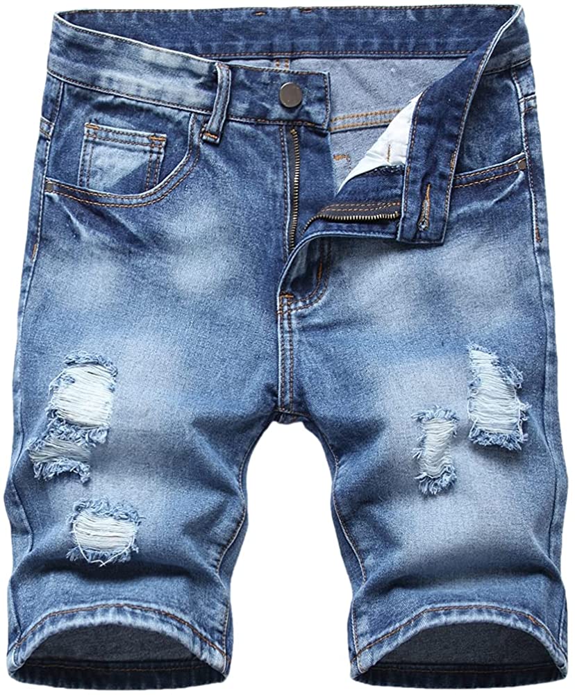 CHOINANALC Mens Denim Shorts Classic Ripped Short Jeans for Men 