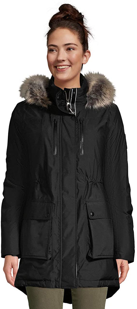Lands' End Women's Expedition Waterproof Down Winter Parka with Faux Fur Hood 