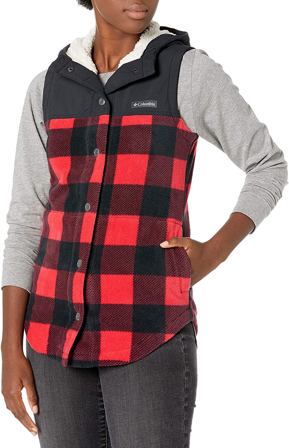 columbia plaid vest womens