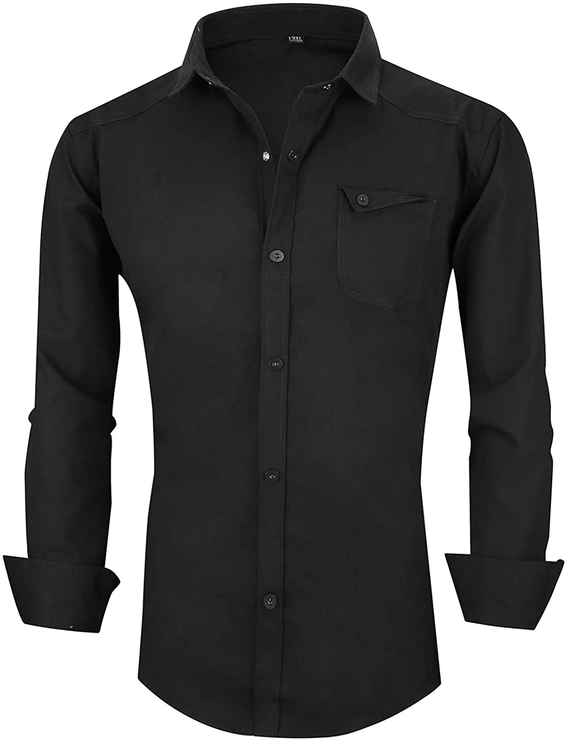FRTCV Men's Button Down Dress Shirts Slim Fit Cotton Business Casual ...