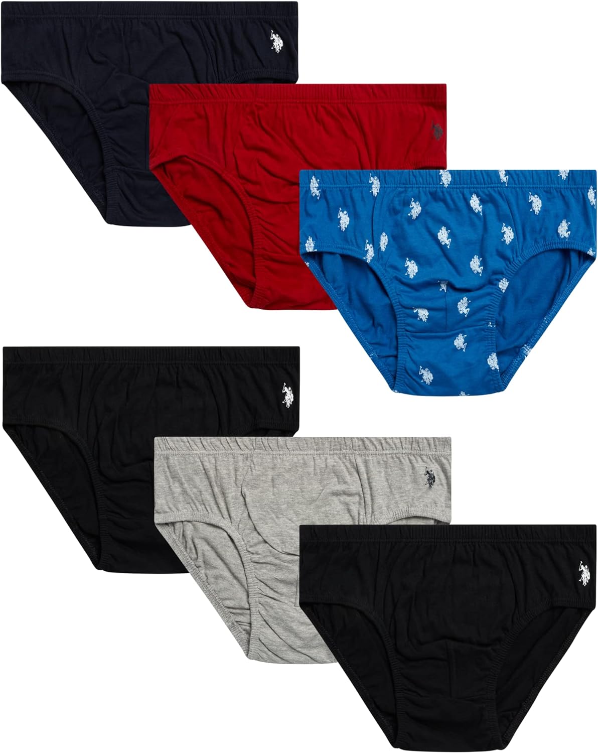 U.S. Polo Assn. Men's Underwear - Low Rise Briefs with Contour Pouch (6 Pack)