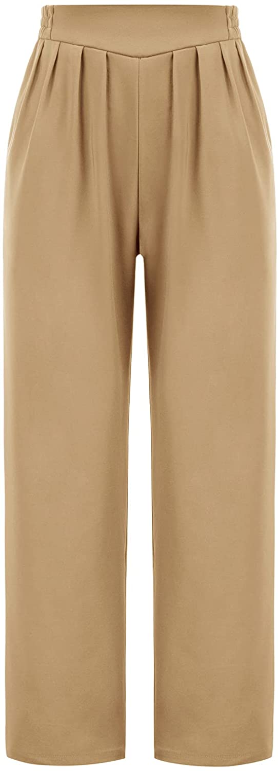 GRACE KARIN Women's Casual Work Cropped Pant Pocket High Waist Button Trouser Pants
