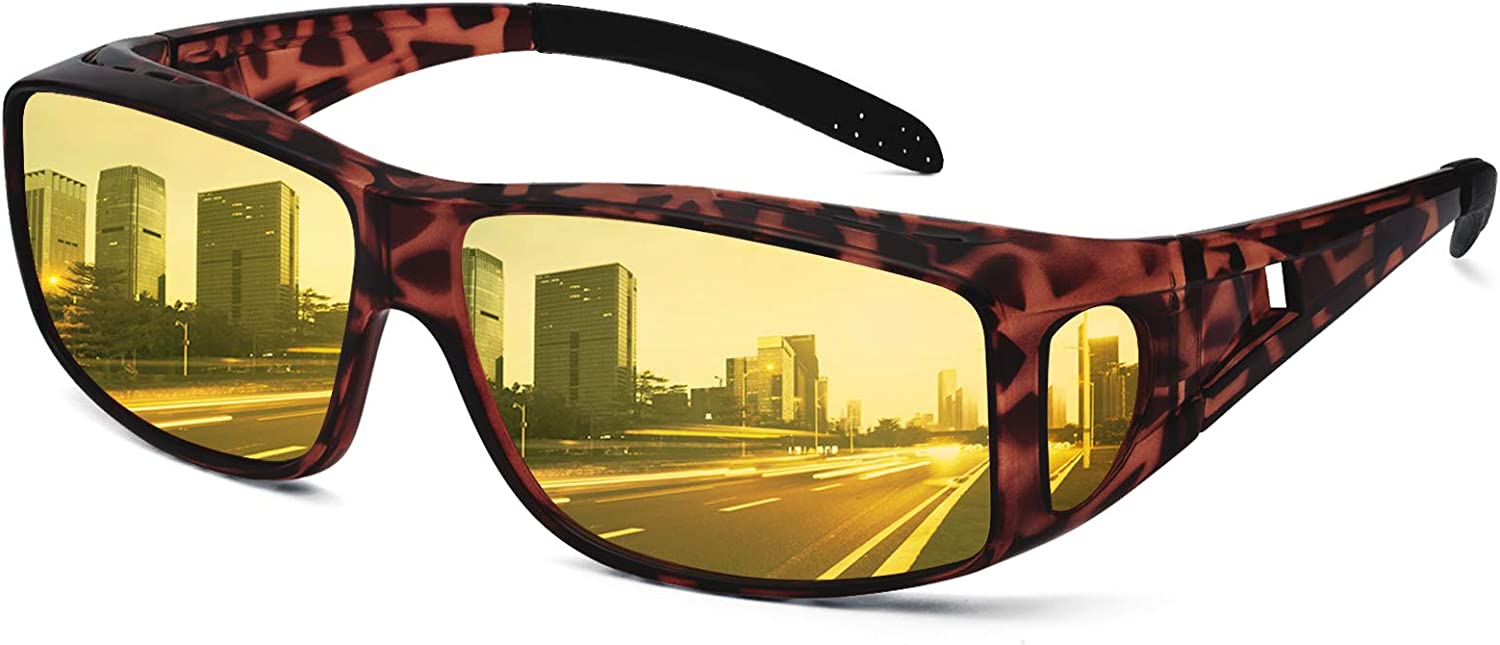 Peekaco Polarized Sunglasses Fit Over Glasses for Men Women, Wrap