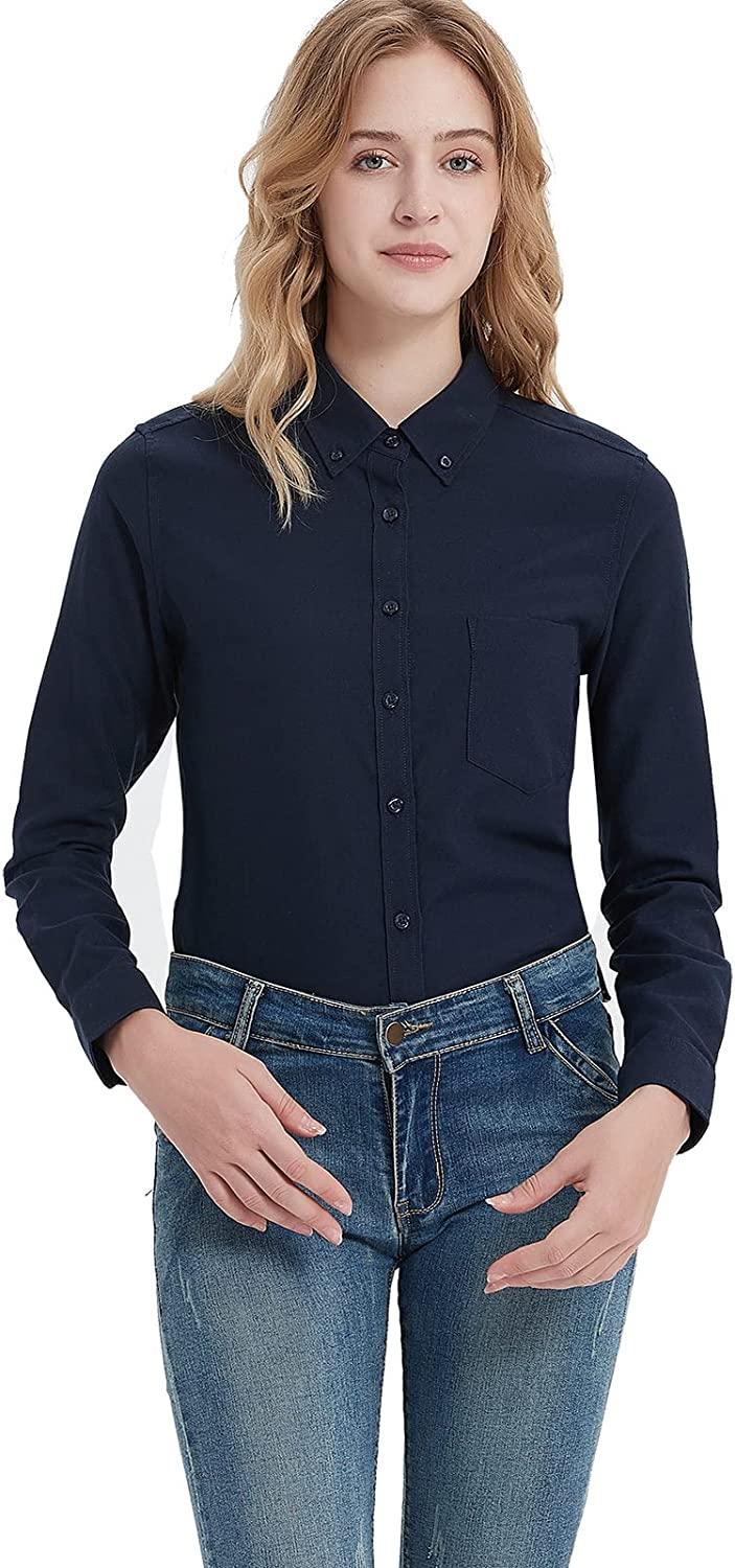 MGWDT Button Down Shirt Women Long Sleeve Blouse Oxford Shirt Classic-Fit  Cotton Tops Wrinkle Resistant(2XS-3XL) : : Clothing, Shoes 