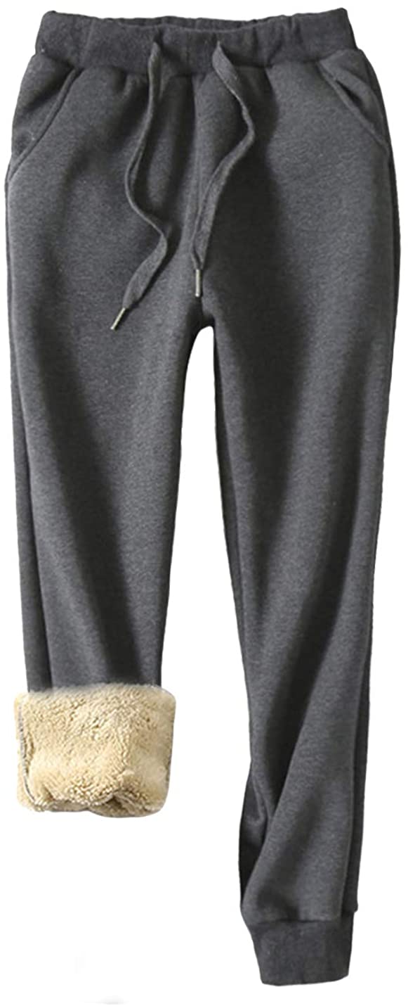 Yeokou Womens Sherpa Lined Sweatpants Winter Athletic Jogger