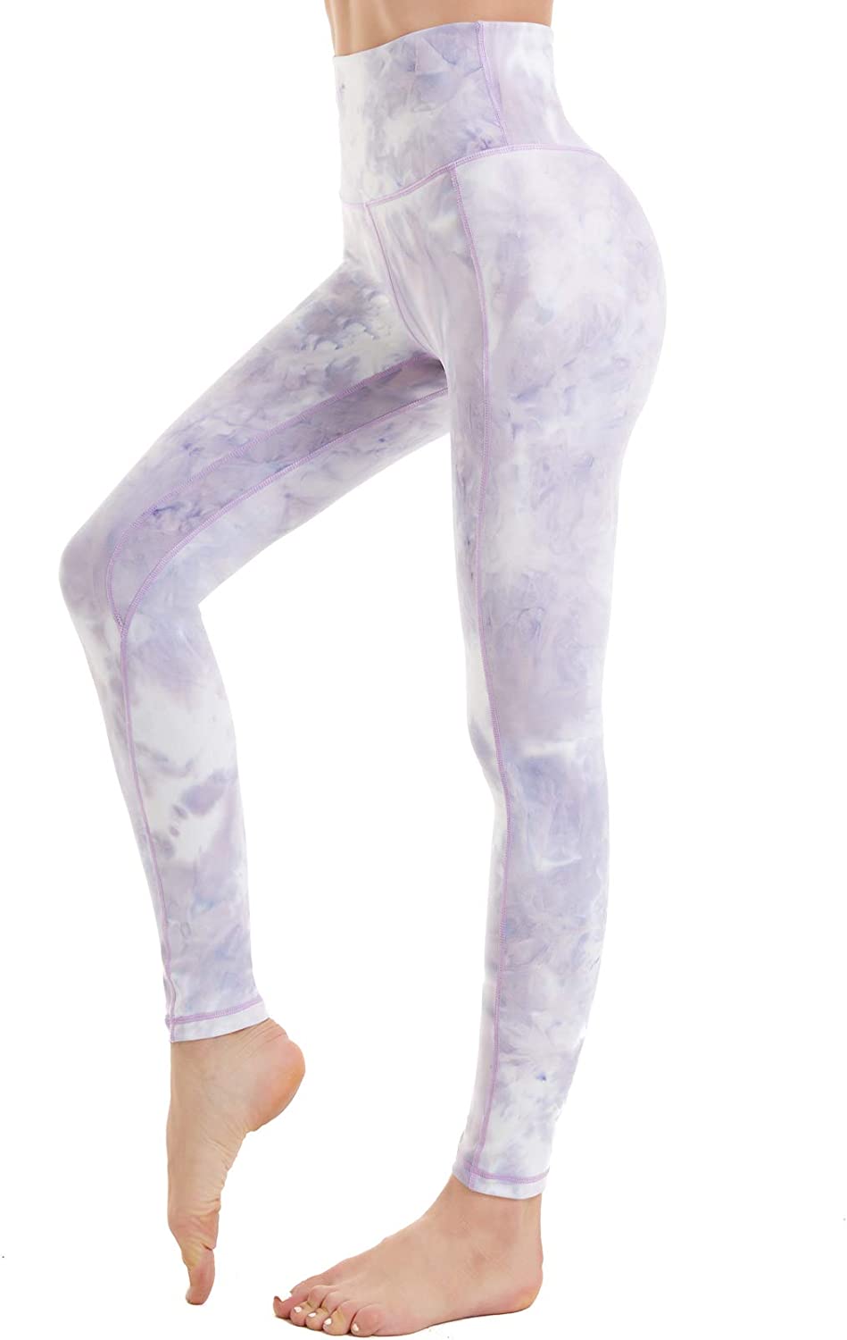 iniber Womens High Waist Leggings Yoga Pants Workout Tummy Control 4-Way Stretch Tie Dye Pants 