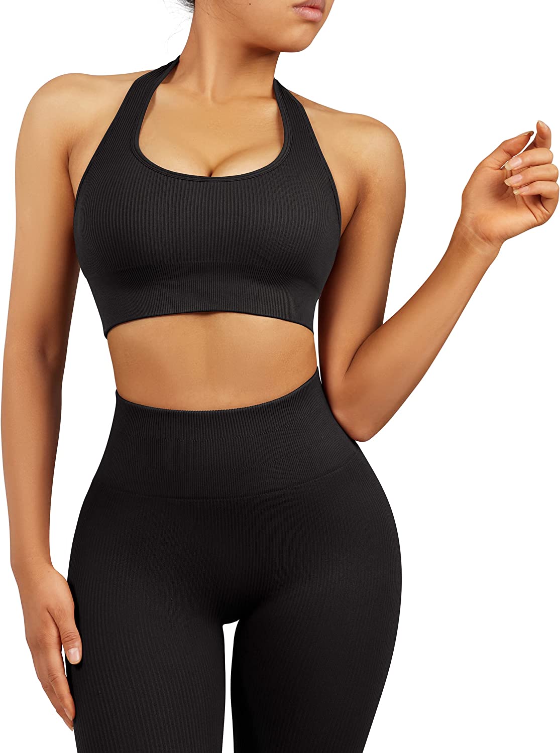 RUUHEE Workout Sets for Women Seamless 2 Piece Outfits Strap