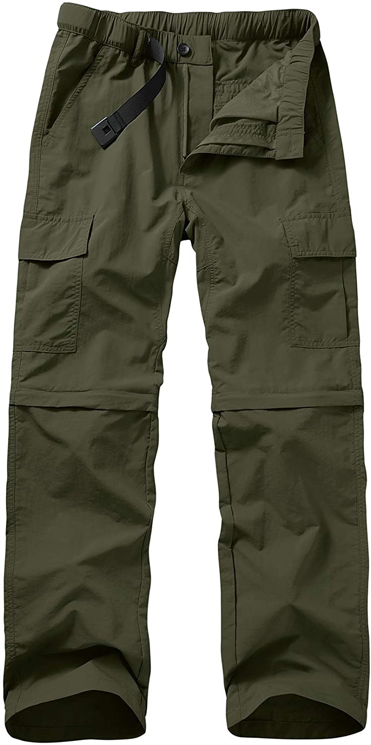 Men's Outdoor Quick Dry Convertible Lightweight Hiking Fishing Zip Off Cargo Work Pants Trousers,Khaki,32