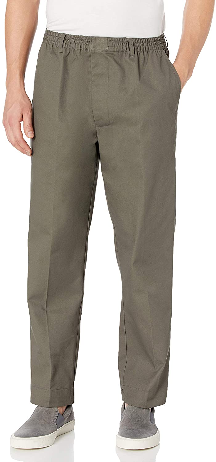 Benefit Wear Mens Adaptive Full Elastic Waist Twill Pants with Hook-and ...
