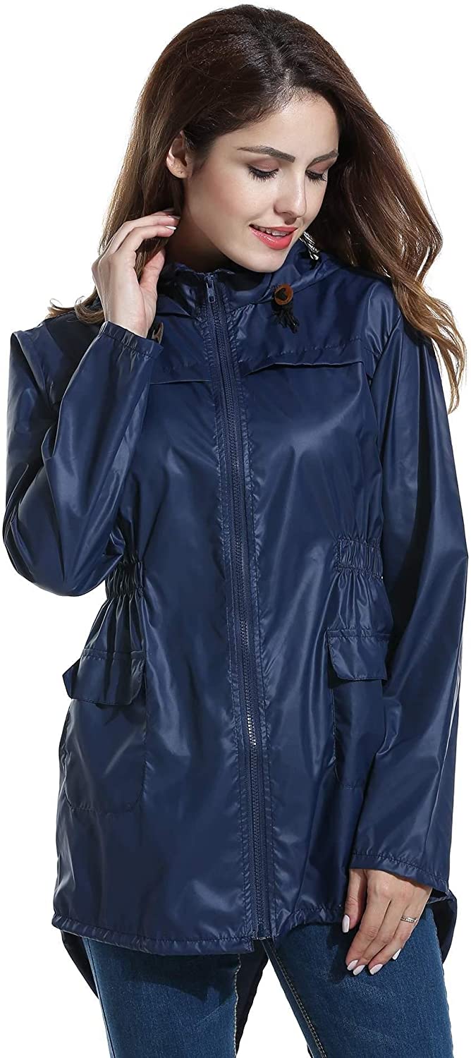 Beyove Women's Rain Jacket Waterproof Hooded Lightweight Active Outdoor Raincoat