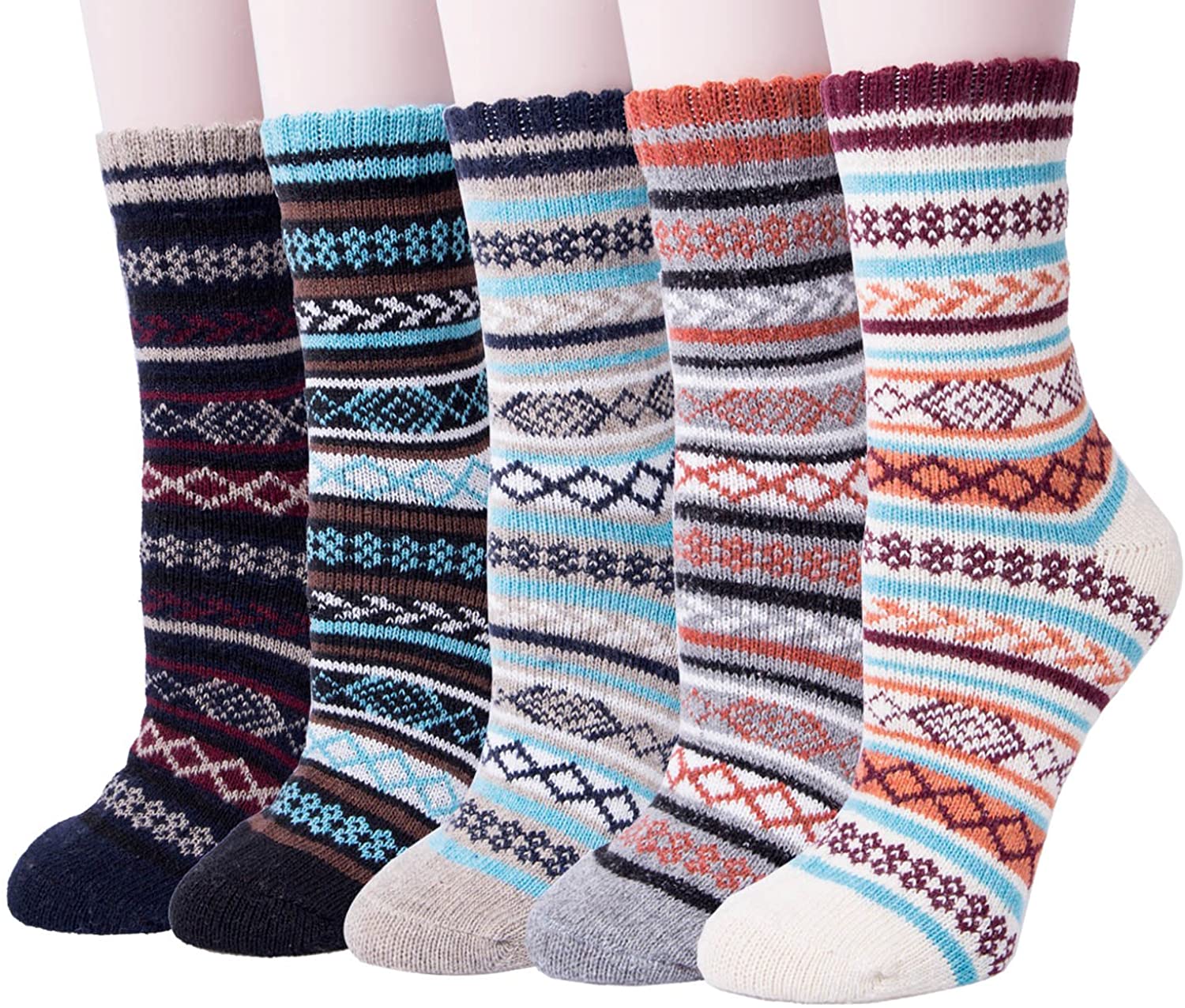 Clothirily Mens Womens Wool Socks - 5 Pack Wool Socks for Women Men Winter  Socks Warm Socks Thick Knit Wool Cozy Crew Socks Thermal Socks Wool Socks